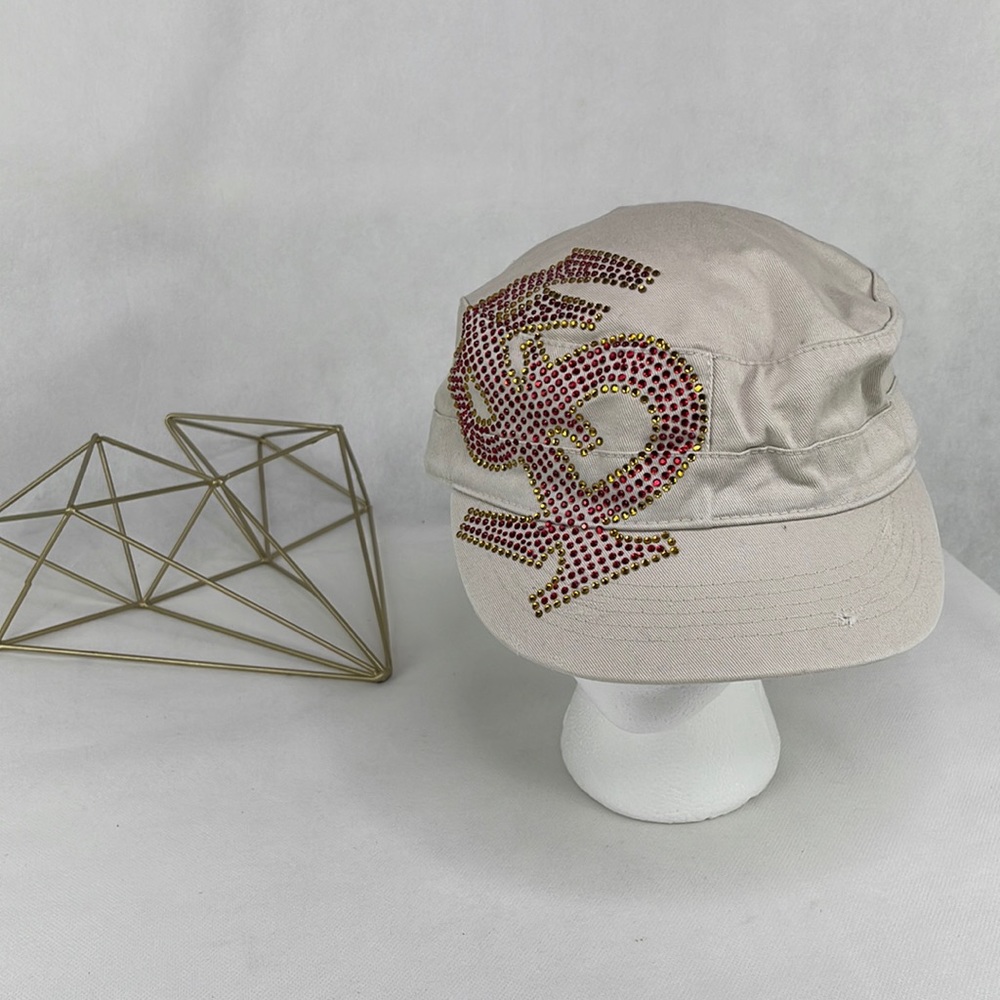 Distressed FSU Crystal Front Hat Florida State Newsie Military Style
